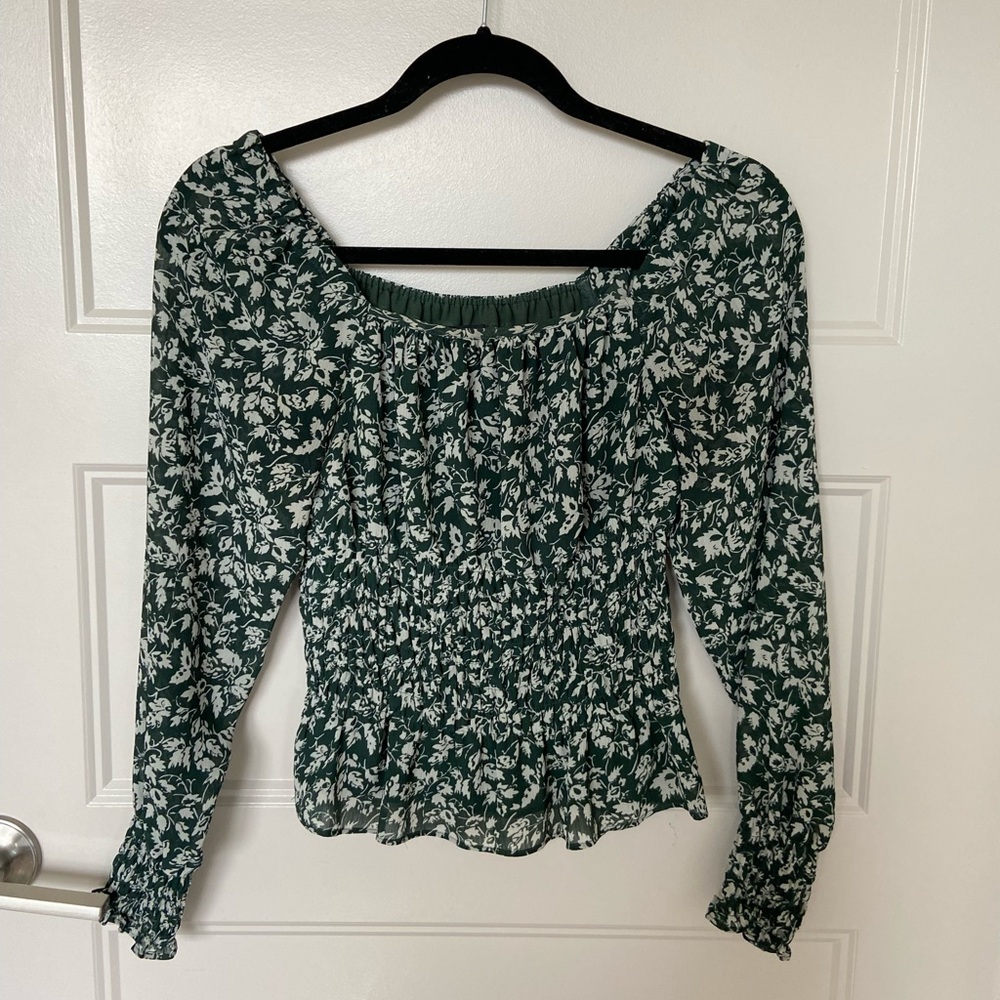 Madewell green long sleeve top